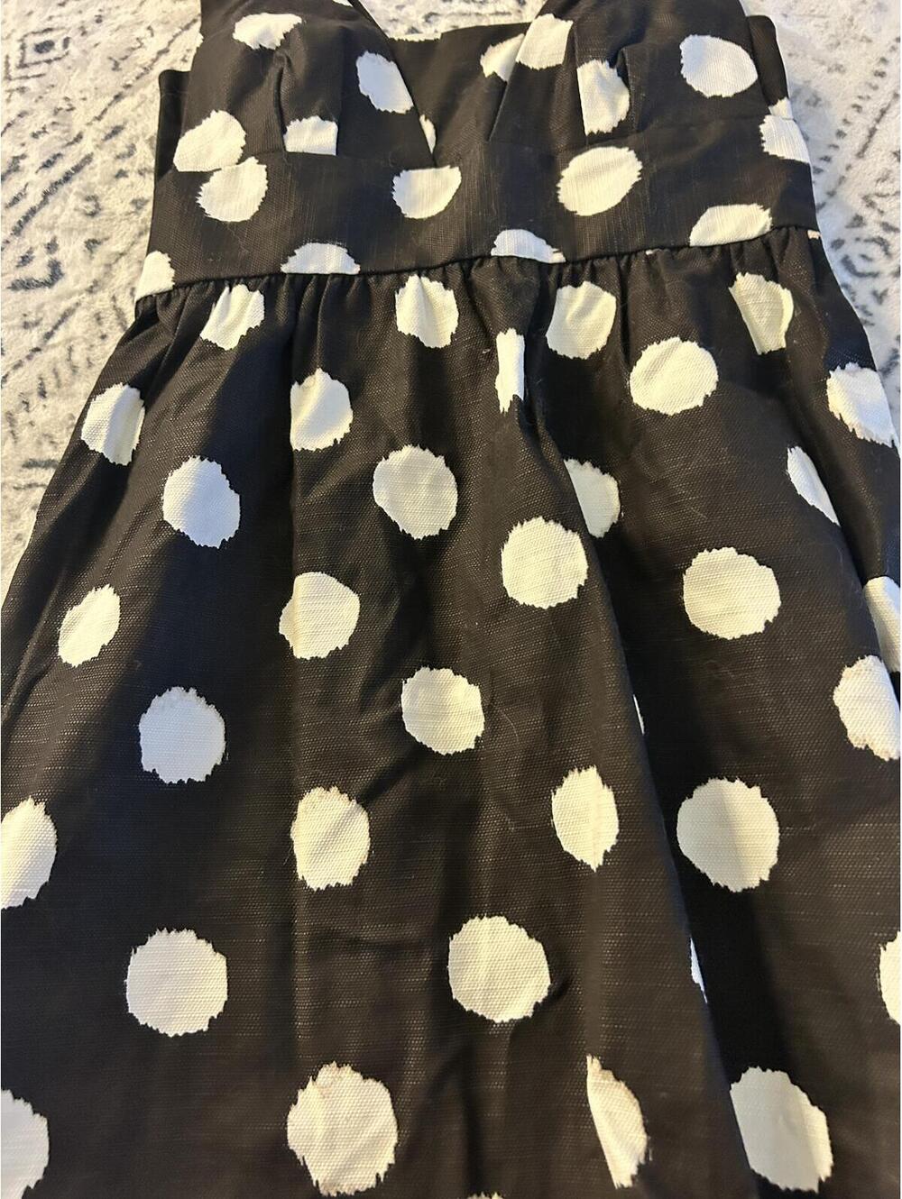 LOFT Petites Black Dress with White Polka Dots - Picture 2 of 3